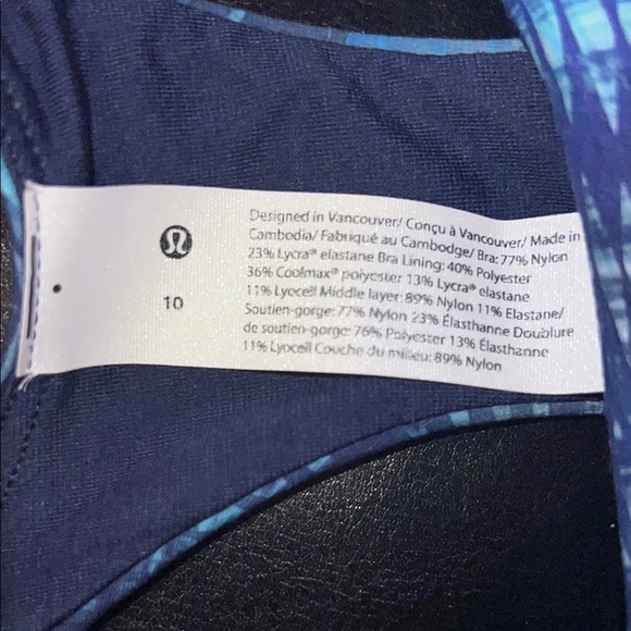 Lululemon Blue Patterned Women's Sports Bra - Picture 2 of 3